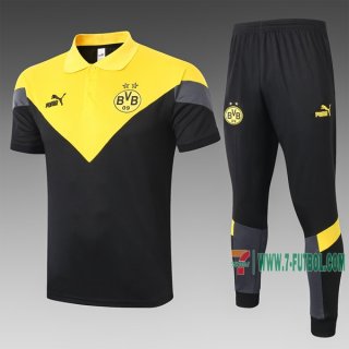 7-Futbol: Las Nuevas Polo Del Borussia Dortmund Futbol Manga Corta Negra - Amarilla C435# 2020 2021