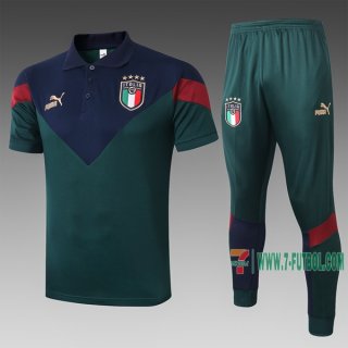 7-Futbol: La Nueva Polo Del Italia Futbol Manga Corta Verde Oscuro C441# 2020 2021
