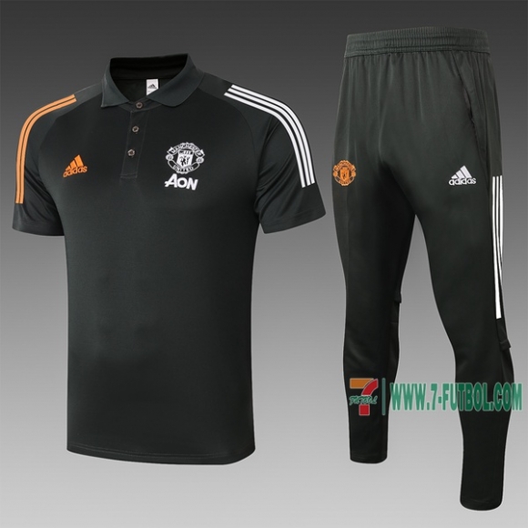 7-Futbol: La Nueva Polo Del Manchester United Futbol Manga Corta Gris Oscuro C525 2020 2021 Venta Caliente