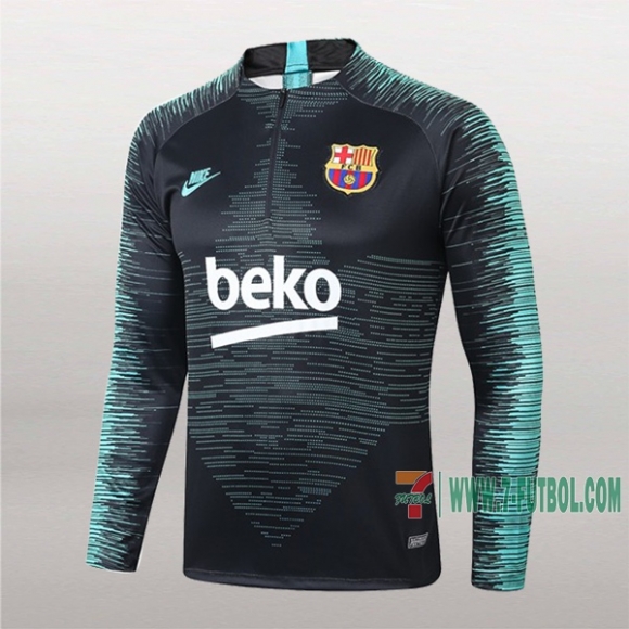 7-Futbol: Nuevo Sudadera Del Fc Barcelona Medio Zip Negra Verde 2019-2020