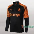 7-Futbol: Nueva Sudadera Del Marsella Om Medio Zip Negra/Naranja 2019-2020