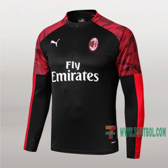 7-Futbol: Nueva Sudadera Del Ac Milan Medio Zip Negra 2019-2020