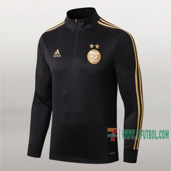 7-Futbol: Nueva Sudadera Del Argelia Medio Zip Negra 2019-2020