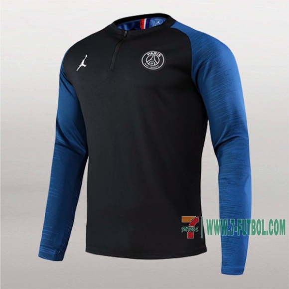 7-Futbol: Nueva Sudadera Del Psg Paris Jordan Medio Zip Negra Azul 2020-2021