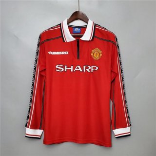 Retro Camiseta Futbol Manchester United Primera Manga Larga Hombre 98 99 FGB413