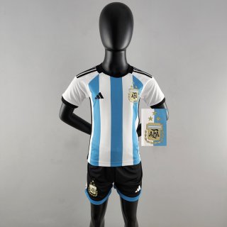 Camiseta futbol Copa del Mundo Argentina Primera Niños 2022 AK53