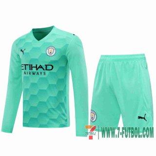 Camiseta futbol Manchester City Manga Larga blue-green 2020 2021