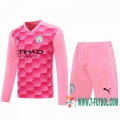 Camiseta futbol Manchester City Manga Larga rosado 2020 2021