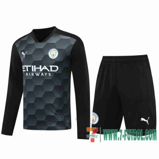 Camiseta futbol Manchester City Manga Larga black 2020 2021