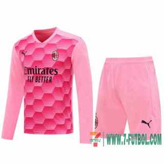 Camiseta futbol AC Milan Manga Larga rosado 2020 2021