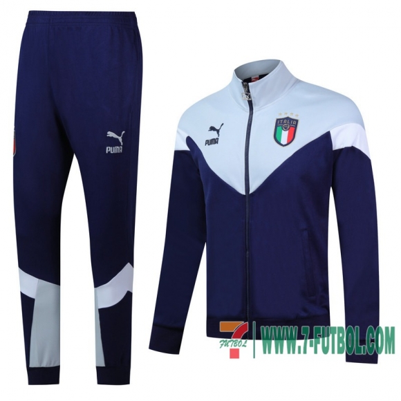 Chaquetas Futbol Italia azul blanco - Estilo clásico + Pantalon 2020 2021 J09
