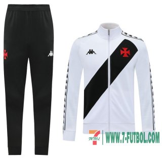 Chaquetas Futbol Vasco da Gama Bande Diagonal blancohe/negroe + Pantalon 2020 2021 J111