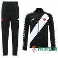 Chaquetas Futbol Vasco da Gama Diagonal negro/blanco + Pantalon 2020 2021 J112