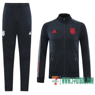 Chaquetas Futbol Bayern Munich Gris oscuro - Straps + Pantalon 2020 2021 J117