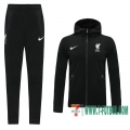 Chaquetas Futbol - Sudadera con capucha Liverpool negro + Pantalon 2020 2021 J130