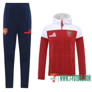 Chaquetas Futbol - Sudadera con capucha Arsenal roja + Pantalon 2020 2021 J132