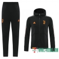 Chaquetas Futbol - Sudadera con capucha Juventus negro - Straps + Pantalon 2020 2021 J134
