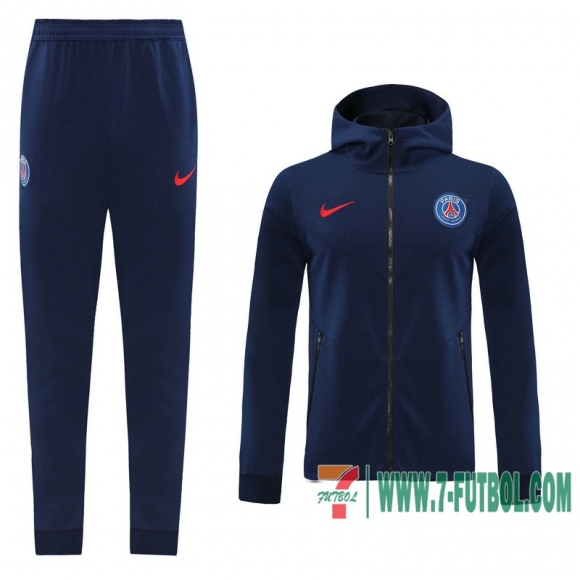 Chaquetas Futbol - Sudadera con capucha PSG azul oscuro + Pantalon 2020 2021 J139