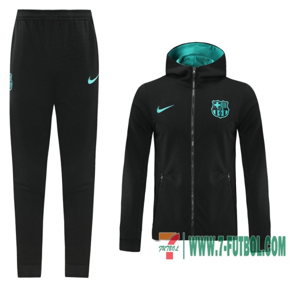 Chaquetas Futbol - Sudadera con capucha Barcelona negro + Pantalon 2020 2021 J140