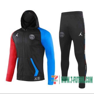 Chaquetas Futbol - Sudadera con capucha PSG Jordan negro + Pantalon 2020 2021 J147