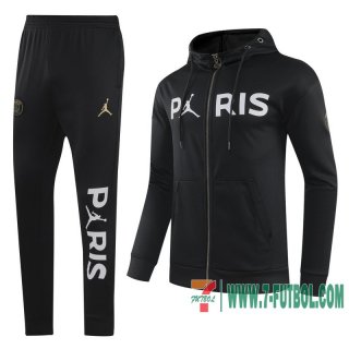 Chaquetas Futbol - Sudadera con capucha PSG Jordan negro + Pantalon 2020 2021 J157