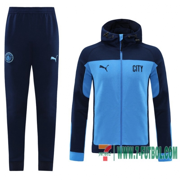 Chaquetas Futbol - Sudadera con capucha Manchester city zafiro + Pantalon 2020 2021 J170