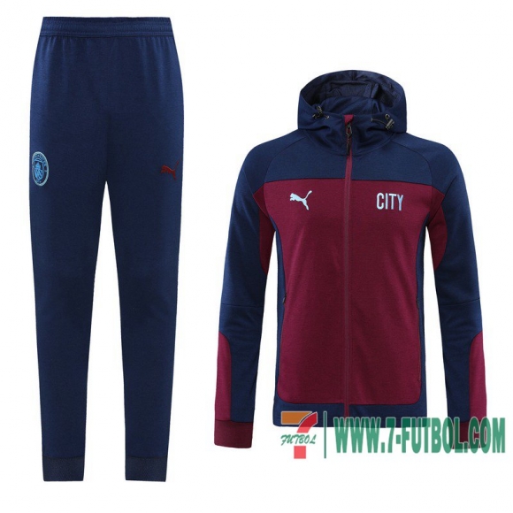 Chaquetas Futbol - Sudadera con capucha Manchester city zafiro + Pantalon 2020 2021 J171