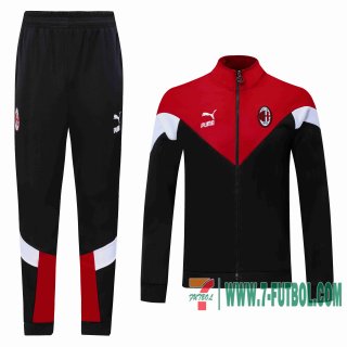Chaquetas Futbol AC Milan negro roja - Estilo clásico + Pantalon 2020 2021 J18