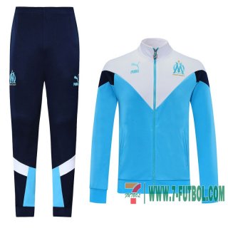 Chaquetas Futbol Olympique Marsiglia Azul claro/blanco - Estilo clásico + Pantalon 2020 2021 J23