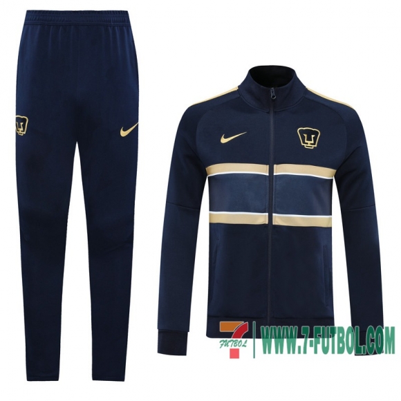 Chaquetas Futbol Pumas UNAM azul oscuro - Versión del jugador + Pantalon 2020 2021 J28