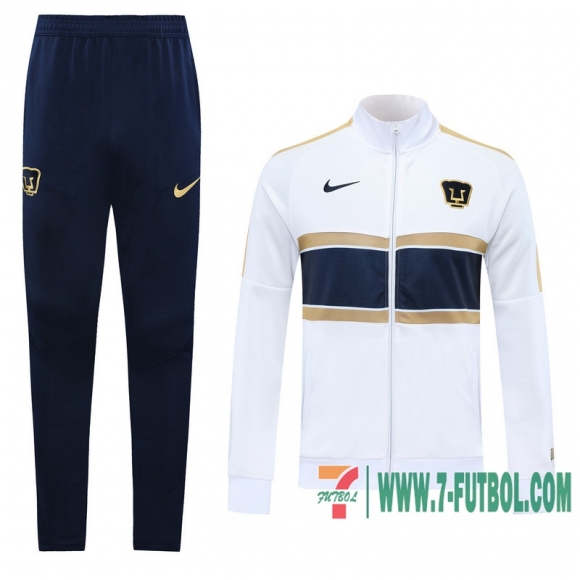 Chaquetas Futbol Pumas UNAM blanco - Versión del jugador + Pantalon 2020 2021 J29