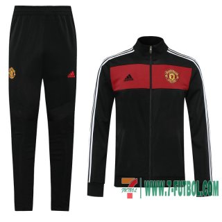 Chaquetas Futbol Manchester United negro roja - Clásico retro + Pantalon 2020 2021 J32