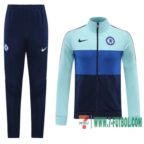 Chaquetas Futbol Chelsea Azul claro/azul oscuro/negro - Versión del jugador + Pantalon 2020 2021 J79