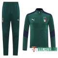 Chaquetas Futbol Italia verde oscuro - Capacitación + Pantalon 2020 2021 J89
