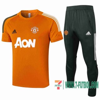 Polo Futbol Manchester United naranja + Pantalon 2020 2021 P184