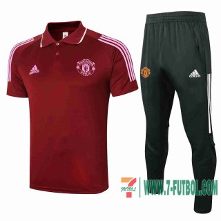 Polo Futbol Manchester United Bordeaux + Pantalon 2020 2021 P186