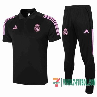 Polo Futbol Real Madrid negro + Pantalon 2020 2021 P187