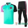 Polo Futbol Barcelona verde - (Mangas de dos tonos) + Pantalon 2020 2021 P189