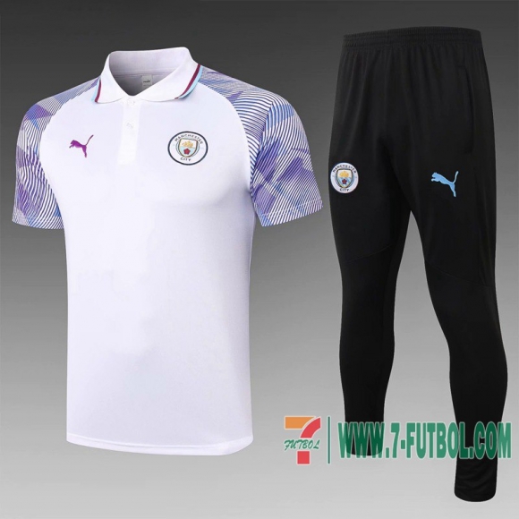 Polo Futbol Manchester City blanco + Pantalon 2020 2021 P206