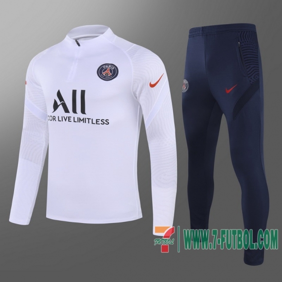 Chandal Futbol PSG blanco + Pantalon 2020 2021 T48