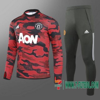 Chandal Futbol Manchester United roja negro + Pantalon 2020 2021 T87
