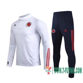 Chandal Futbol Niño Colombia blanco + Pantalon 2020 2021 TK08