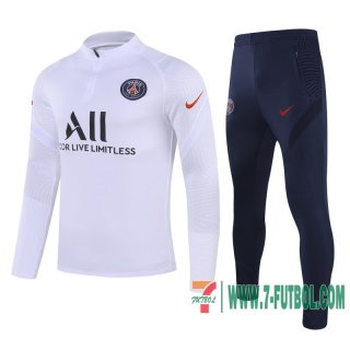 Chandal Futbol Niño PSG blanco + Pantalon 2020 2021 TK18