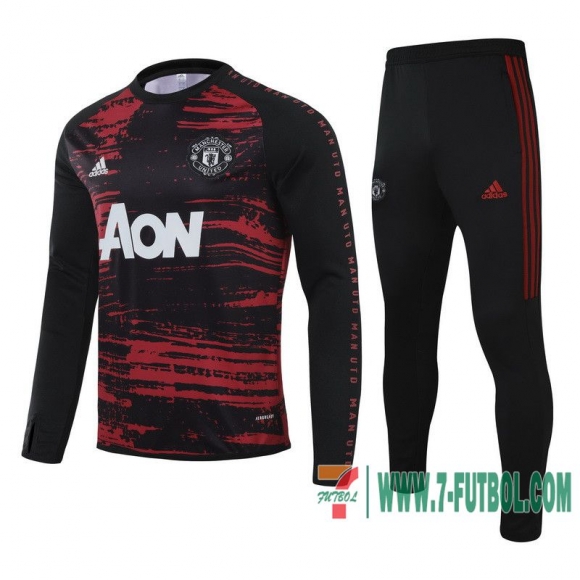 Chandal Futbol Niño Manchester United roja negro + Pantalon 2020 2021 TK46