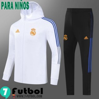 Chaquetas Futbol - Sudadera Con Capucha Real Madrid blanca Niños 2021 2022 TK238
