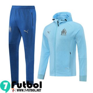 Chaquetas Futbol - Sudadera Con Capucha Olympique Marsella cielo azul Hombre 2022 2023 JK309