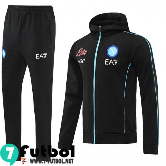 Chaquetas Futbol - Sudadera Con Capucha Napoli negro Hombre 2022 2023 JK322