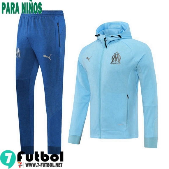 Chaquetas Futbol - Sudadera Con Capucha Olympique Marsella cielo azul Niños 2022 2023 TK240