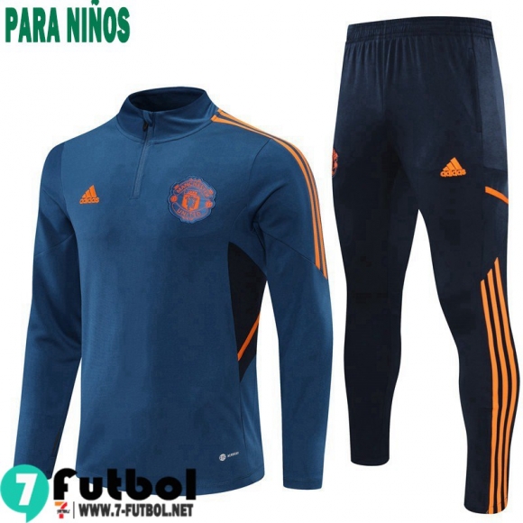 Chaquetas Manchester United azul Niños 2022 2023 TK251