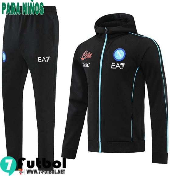 Chaquetas Futbol - Sudadera Con Capucha Napoli negro Niños 2022 2023 TK253 Chaquetas Futbol - Sudadera Con Capucha Napoli negro Niños 2022 2023 TK253